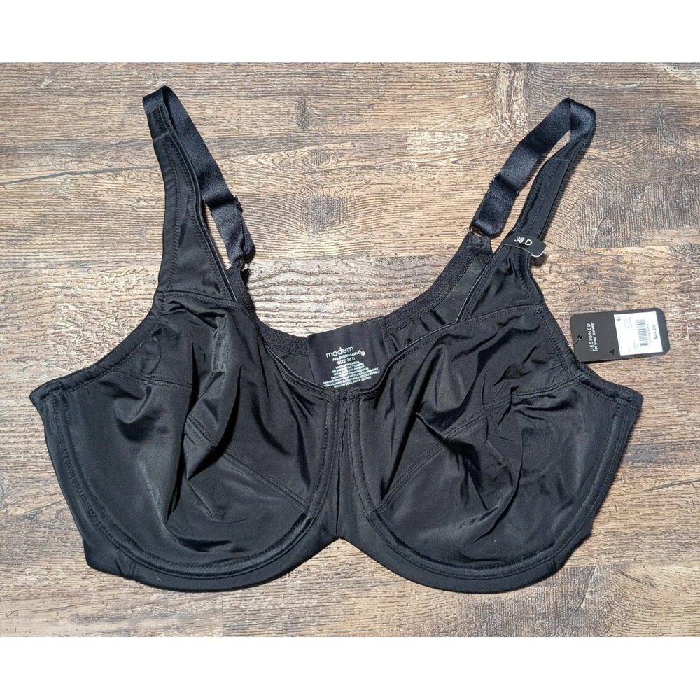 Modern Movement Underwired Unlined Bra 38D Black Adjustable Straps Y72BM053